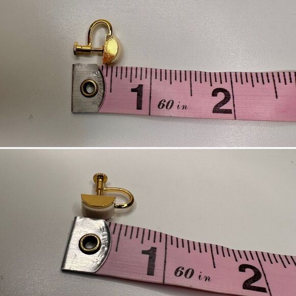 RARE Vtg Japanese Horn Inlay Jewelry Set Gold Tone Necklace Clip-On Earrings 60s - Picture 10 of 11